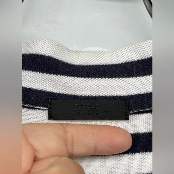 ATM Anthony Thomas Melillo Navy Striped Pima Cotton Dress xs - Picture 4 of 11